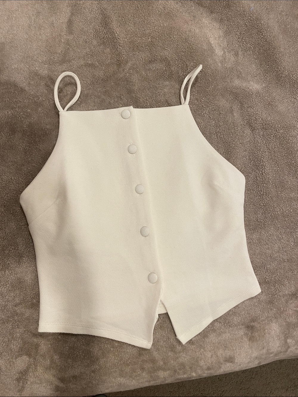 Zara White Button-Front Cropped Cami